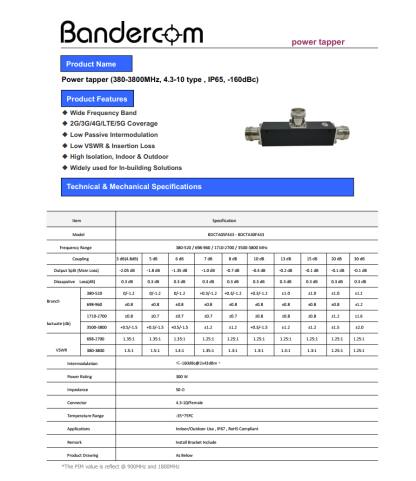 BDC 30dB Power tapper 380-3800MHz, 4.3-10,-160dBc - Image 2