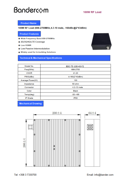 BDC 100W Load(Low PIM, DC-3800MHz) - Image 2